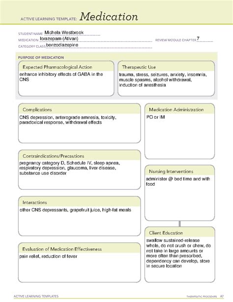 Ati Medication Template Aspirin - Printable Templates