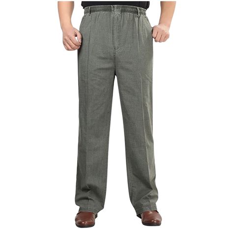 Mlzmgr Plus Size Dress Pants for Men XL-5XL Elastic Waist Straight Leg ...