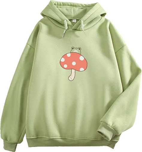 Buy KEEVICI Women Cute Frog Sweatshirt Kawaii Mushroom Hoodie for Teen ...