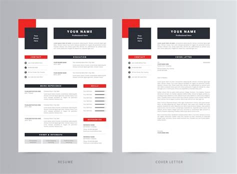 Curriculum pulito o modello di CV e lettera di presentazione | Vettore ...