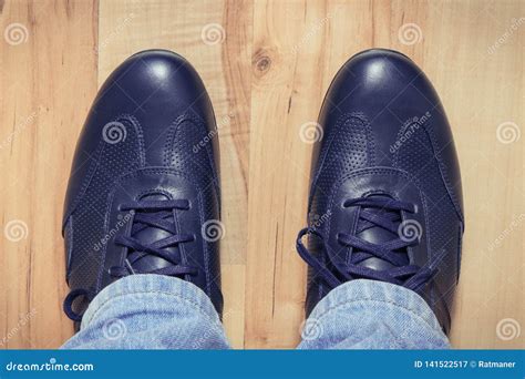 Elegant Stylish Navy Blue Shoes for Men on Board Stock Image - Image of ...
