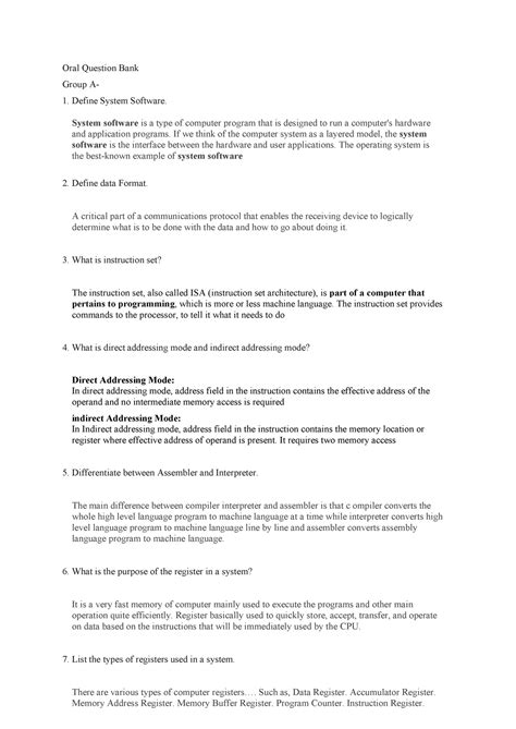 SPOS AND IOT Oral Question Bank - Oral Question Bank Group A- Define ...