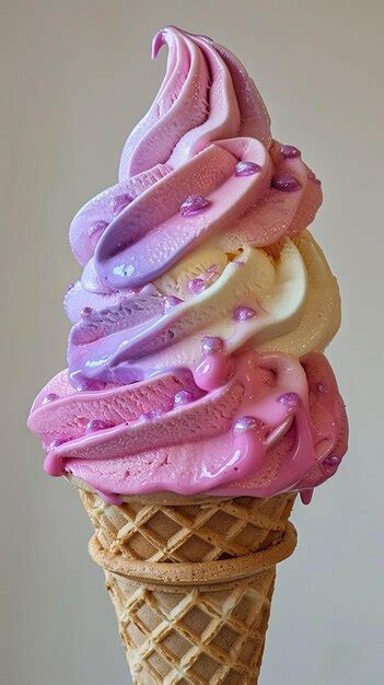 Quotsoft serve ice cream cone with three layersquot | Premium AI ...