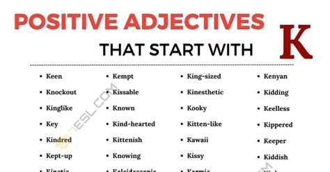 53 Positive Adjectives that Start with K in English • 7ESL