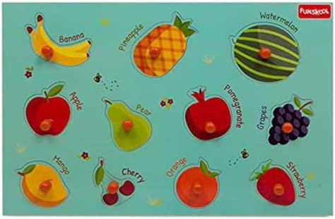 Buy Funskool-Fruit Wooden Puzzle,Wooden,11 Pieces,Puzzle,for 4 Year Old ...
