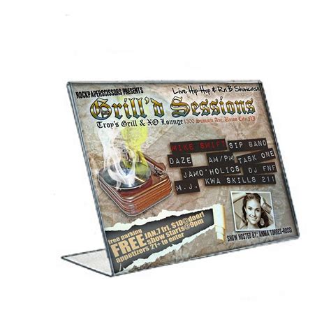 Azar Sign Holder, 17" x 11", Horizontal, Table Top, Clear, Acrylic, 10 ...