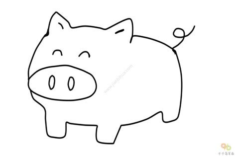 粉色小胖猪简笔画_猪简笔画
