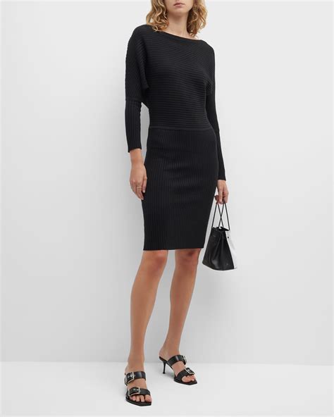 Alice + Olivia Alcina Rib-Knit Button-Front Dress | Neiman Marcus
