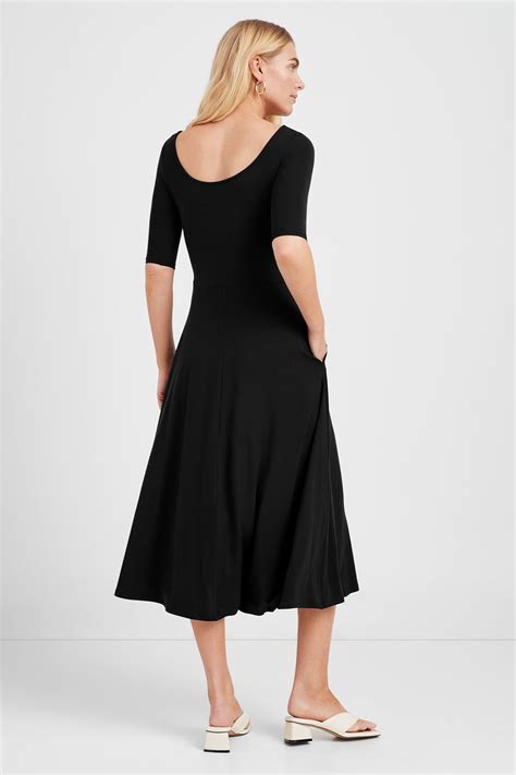 Black Half Sleeve A-Line Casual Dress - Innogen Dress | Marcella