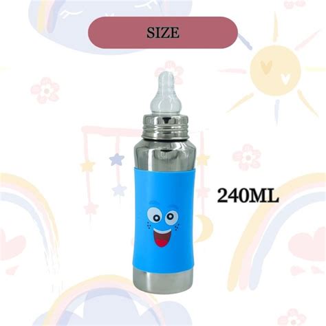 Voik Vega Silicone Sleeve Blue Smile Print Baby Feeding Bottle 240ml ...