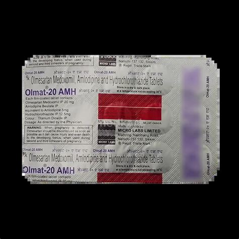 OLMAT AMH 20MG TABLET 15'S Price, Uses, Side Effects & Substitutes ...