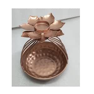 Buy S A Handicrafts Iron Urli Bowl with Lotus Flowers Attach Diya on ...