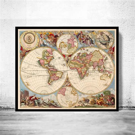 Old Map of the World 1700 World Map | World Map Gift World Map Print ...
