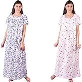 Himashu Handlooms Women's Cotton Printed Maxi Night Gown(HH ...