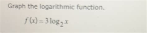 Solved: Graph the logarithmic function. f(x)=3log _2x [Math]