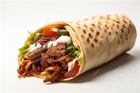Premium AI Image | Mouthwatering Shawarma Isolated on White Generative ...
