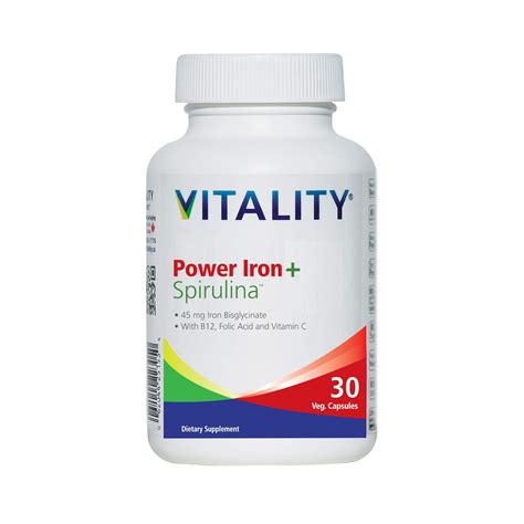 VITALITY, Power Iron + Spirulina, 45mg Iron, 30 Capsules – Maple Herbs