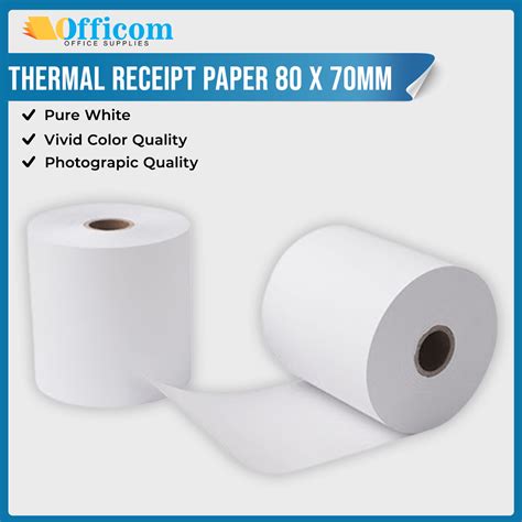 Officom Thermal Receipt Paper 80 x 70mm Size | Cash Register Paper for ...