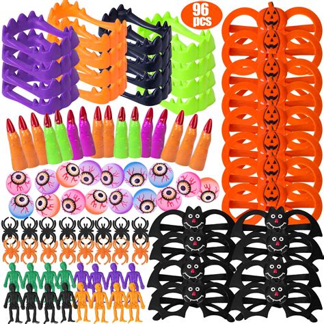 96-Piece Halloween Goodie Bag Items Including Skeleton, Toys for Kids ...