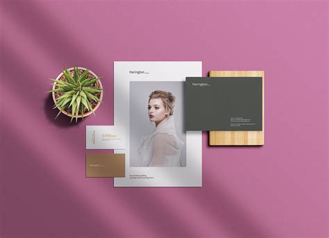 Shadow Overlay Stationery Branding Mockup | Free PSD Templates