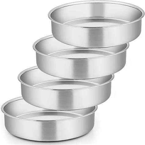 Vesteel 8 inch Non-Toxic Healthy Stainless Steel Cake Pan Set of 4 ...