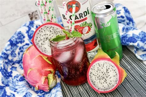 Dragon Fruit Red Bull Rum - Cocktails and Appetizers