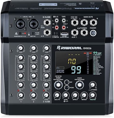 Amazon.com: 6 Channel Audio Mixer DJ Effects Mixing Sound Board 99 Dsp ...