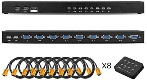 TENINYU USB 2.0 KVM Switch Manual Selector Rack Mount Metal Box Adapter ...