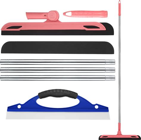 Floor Squeegee, Window Water Squeegee for Wet Room, Long Handle Foam ...
