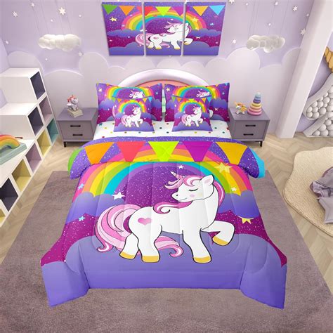 Amazon.com: Erosebridal Girls Unicorn Twin Bedding Set,Girls Bed in a ...