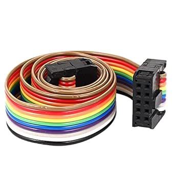 uxcell 1.4ft 10 Pin 10 Way F/F Connector IDC Flat Rainbow Ribbon Cable ...