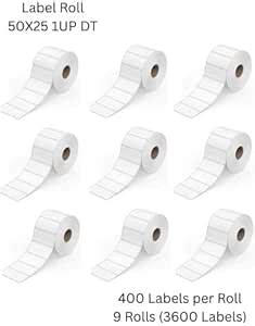 Semana Direct Thermal Barcode Label 50X25 mm(2X1 inch),1Up,400 Labels ...
