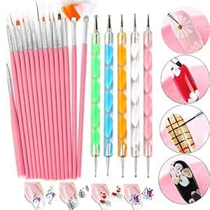 Buy Nail Art Tools Manicure Kit 15PCS Nail Painting Brush 5PCS Nail ...