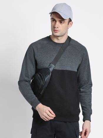Buy Dennis Lingo Men's Dark Grey Mock Neck Full Sleeves Round neck ...