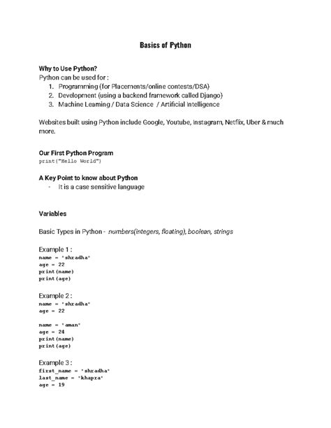 Basics of Python - Basics of Python Why to Use Python? Python can be ...