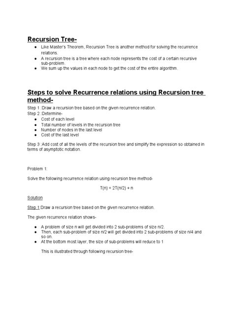 Image result for Recursion Tree Method Examples