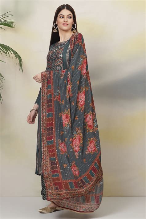 Tea Green Art Silk Kalidar Kurta Palazzo Suit Set