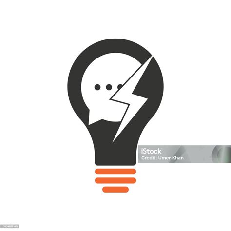Thunder Chat Bulb Shape Concept Logo Design Icon Vector Stock ...