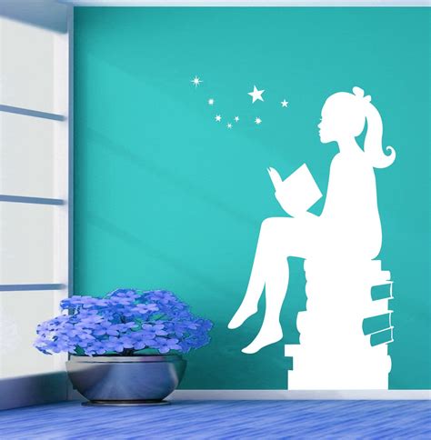 Buy Wall Guru Beautiful Girl Study White Wall Decal and Sticker Size ...