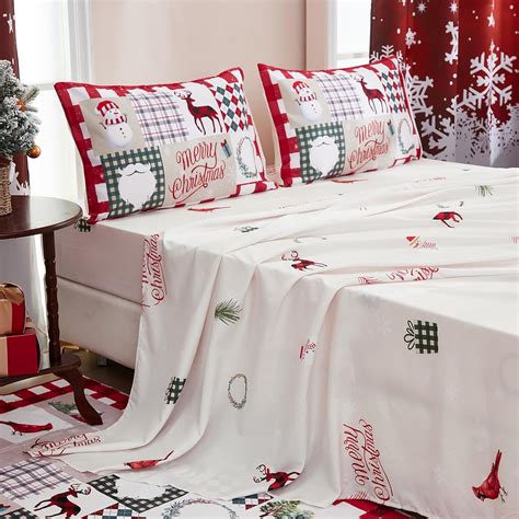 Amazon.com: WONGS BEDDING Christmas King Size Sheet Set, 4 Piece ...