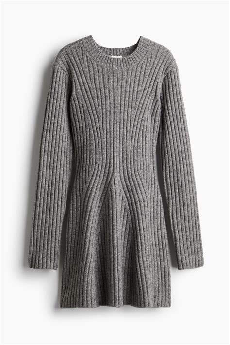 Rib Knit Dress - Grey marle - Ladies | H&M AU