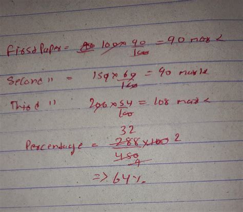 a student secures 90%, 60% and 54% marks in three test papers with ...