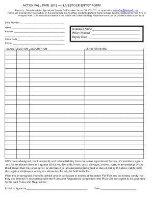 Fillable Online 2013 Livestock entry form Fax Email Print - pdfFiller