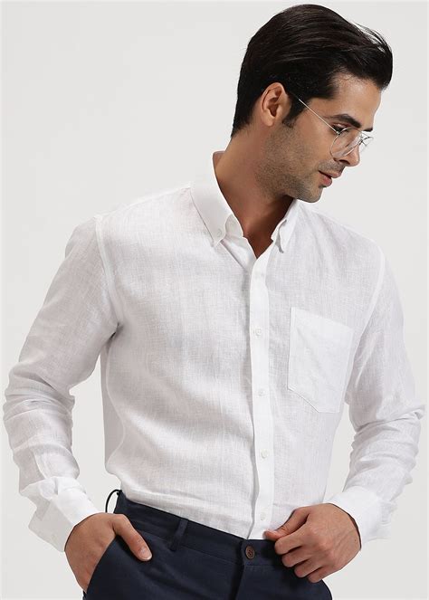 White Buttoned Down Pure Full Sleeve Linen Shirt – Linen Trail