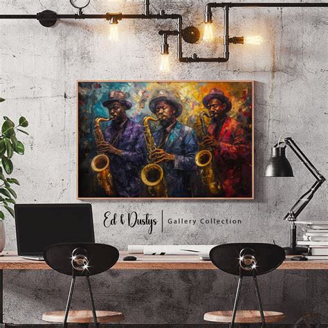 Vintage African Oil Painting, African American, Neutral Wall Art, Black History Month, Jazz Band ...