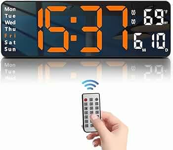 R RUNILEX Plastic Digital Wall Clock Large Display Digital Clock With ...