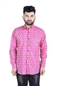 RANG OF RAJASTHAN Men Printed Casual Pink Shirt - Buy RANG OF RAJASTHAN ...