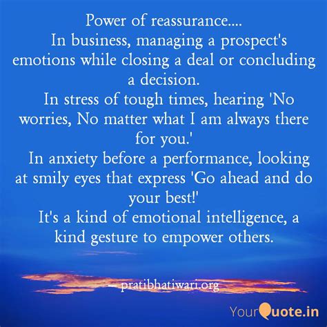 Power of reassurance.... ... | Quotes & Writings by Pratibha Tiwari ...