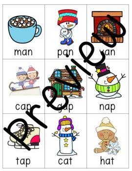 Winter CVC - CVCe Basic Card Games (Long & Short Vowels) Silent e