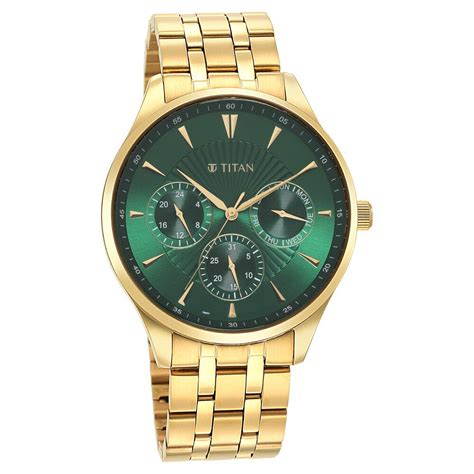 Titan Opulent Green Dial Quartz Multifunction Stainless Steel Strap wa ...